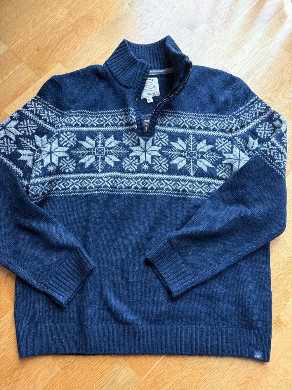 Fat Face Men's Navy Fair Isle Quarter Zip Sweater